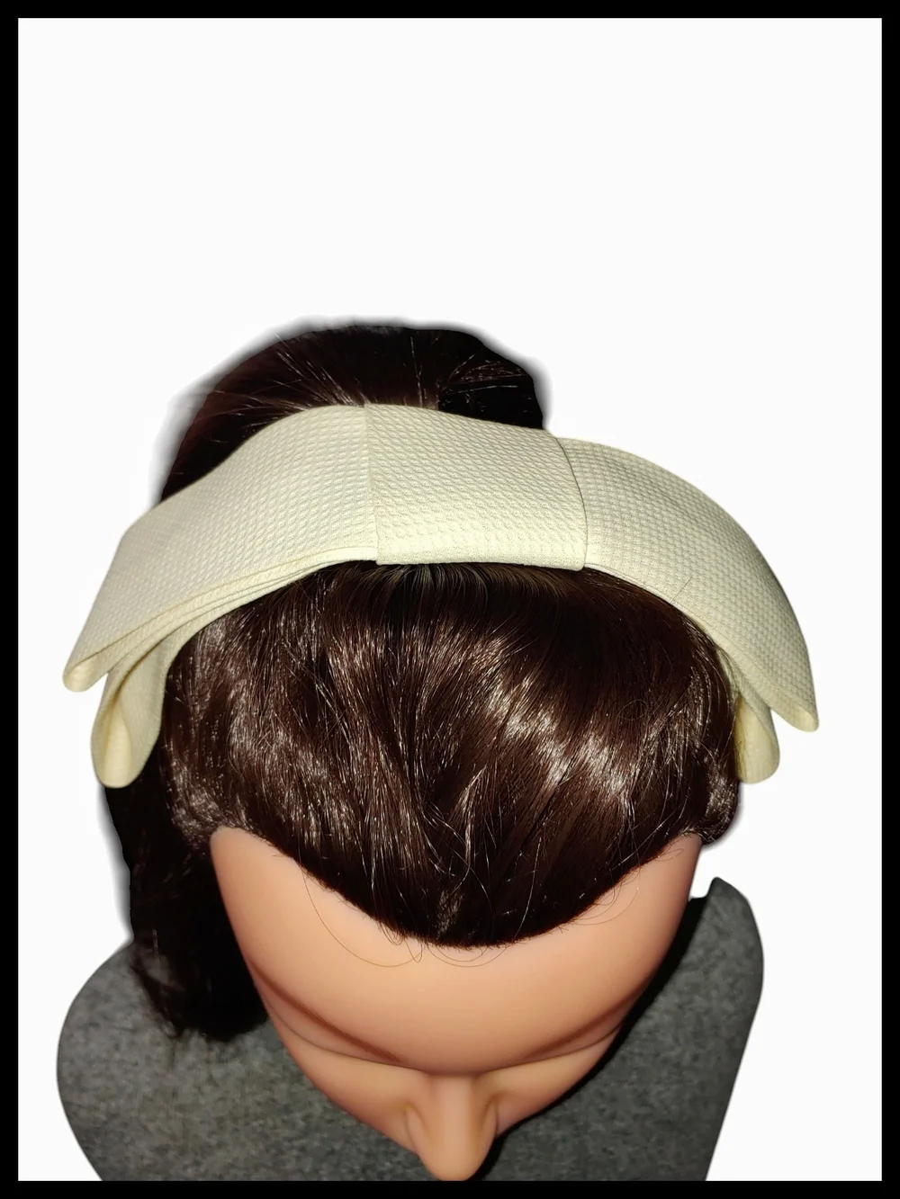 Vintage Cream Hair Bow Headband - Wide Fabric